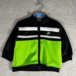 Y2K Nike baby 24m black and lime green zip up track jacket
